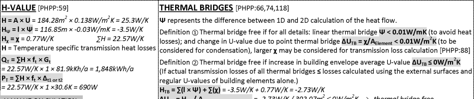 Passive House Compendium Passivhaus - Study Sheet - Cheat Sheet - h-value - point linear thermal bridges - thermal bridge free